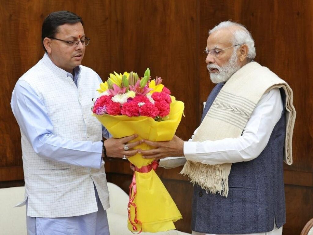 cm dhami and pm modi